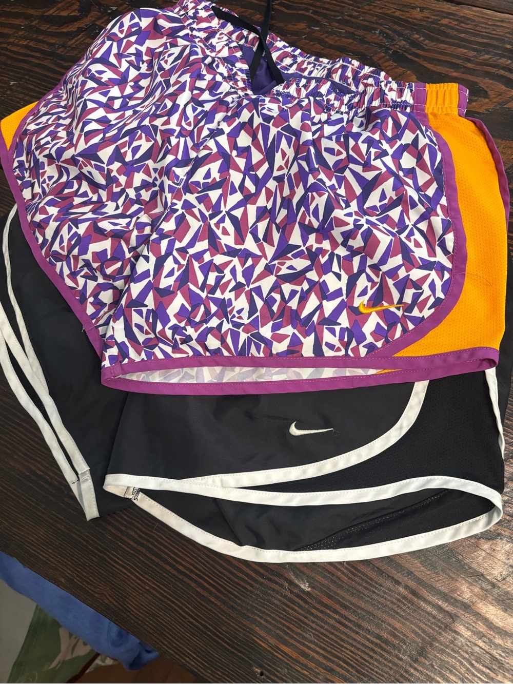 Nike Dri-FIT Athletic Shorts in Purple with Patterned Waistband
